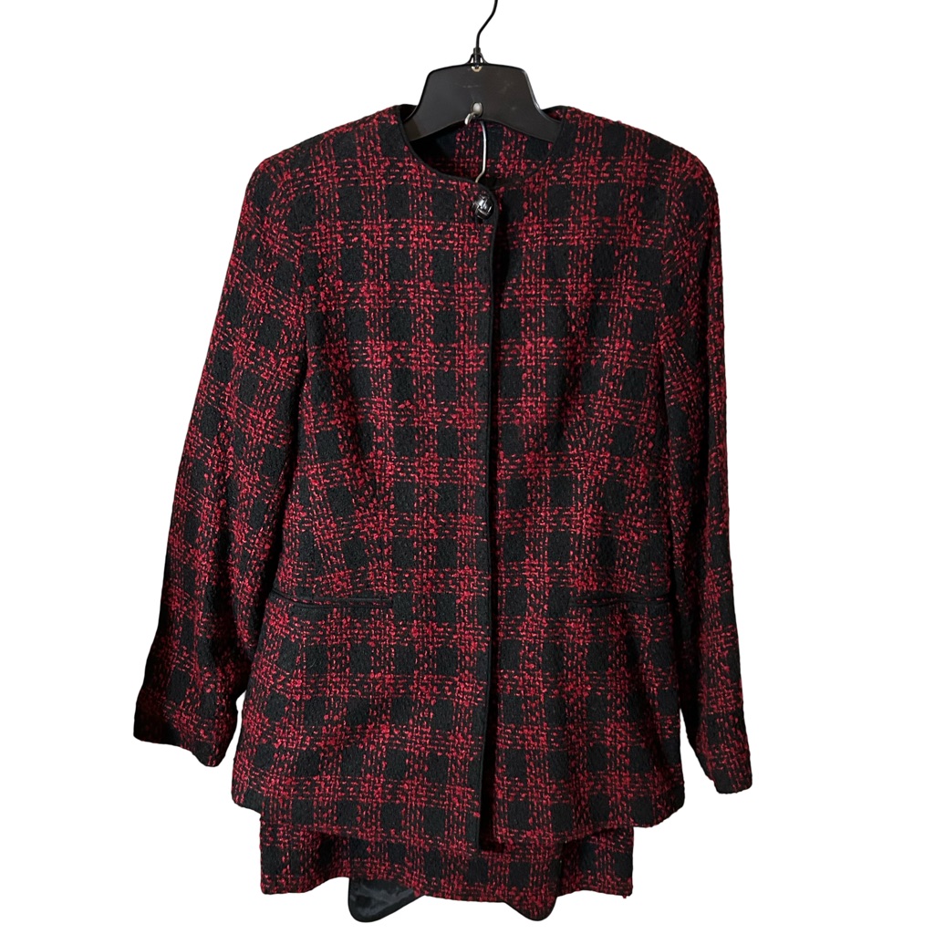 Brand New 3pc Chaus Red And Black Checkered Suit Fully Lined